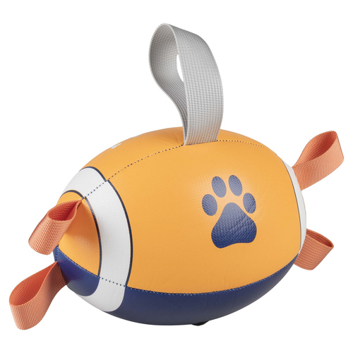Duvo+ Hundespielzeug Rugbyball mit Pumpe orange/blau, Maße: 20 x 13 cm