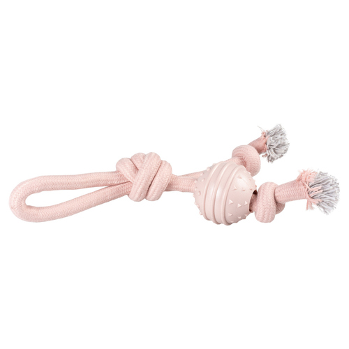 Duvo+ Hundespielzeug Seilschlaufe mit Knoten & Gummiball rosa