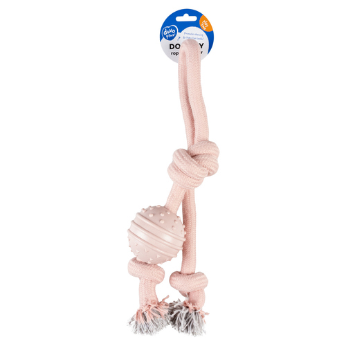 weitere Abbildung Duvo+ Hundespielzeug Seilschlaufe mit Knoten & Gummiball rosa