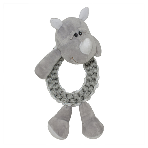Duvo+ Hundespielzeug Zoo Friends Nashorn Ring grau