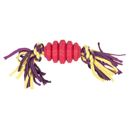 Duvo+ Hundespielzeug mit Seil Gummi Vanille rot, Maße: ø 4 cm