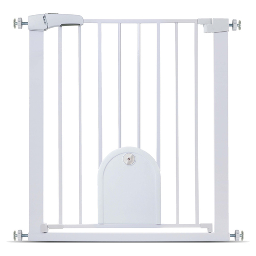 Duvo+ Hundetürgitter mit Katzenklappe weiß