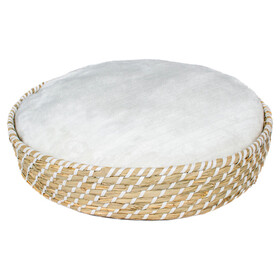 Abbildung Duvo+ Katzen-Weidenbett rund & Kissen Boho beige/wei