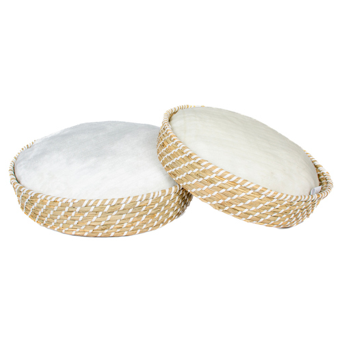 weitere Abbildung Duvo+ Katzen-Weidenbett rund & Kissen Boho beige/wei