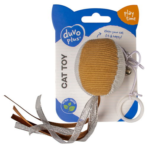 weitere Abbildung Duvo+ Katzenspielzeug Cushy Ball mit Gummizug & Glocke braun/grau