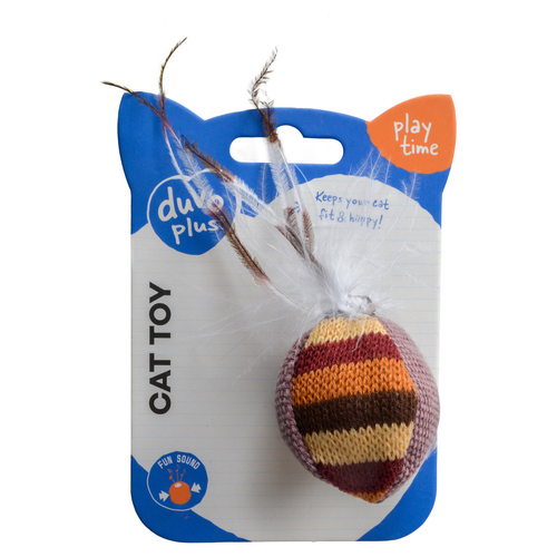 weitere Abbildung Duvo+ Katzenspielzeug Knitted Ball mit Federn braun