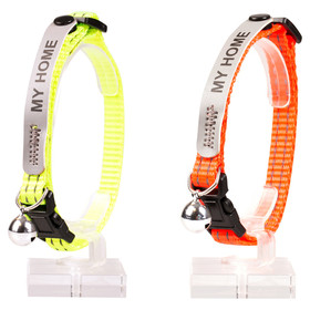 Abbildung Duvo+ Reflektierendes Katzenhalsband mit Adresse neonfarben