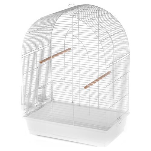 Duvo+ Vogelkäfig Lusi 3 weiß 54x34x75cm mit Futter- & Wasserbehälter