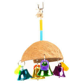 Abbildung Duvo+ Vogelspielzeug Kokosnussregenschirm mit Glocken