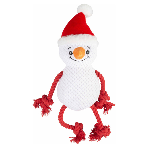 Duvo+ Xmas Hundespielzeug Kuschel-Schneemann mit Seil