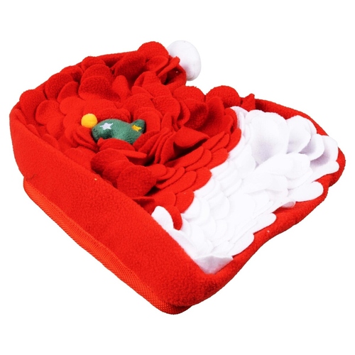 Duvo+ Xmas Schnüffelmatte Weihnachtsmütze rot für Hunde