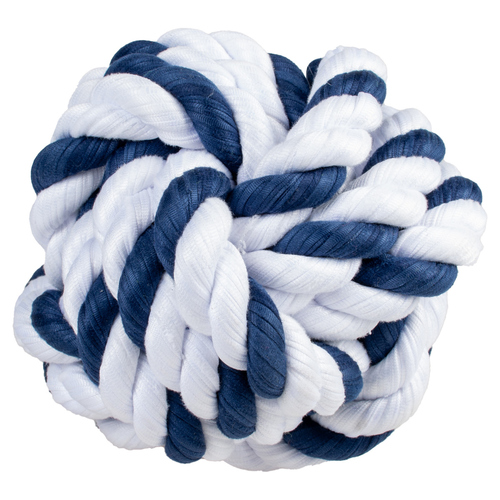 Duvo+ Zahnpflegeball aus Sweaterstoff blau/weiß, Größe: L