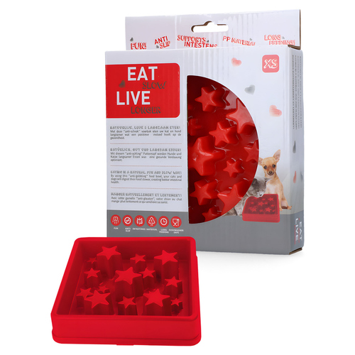 weitere Abbildung Eat Slow Live Longer Anti-Schlingnapf Star rot