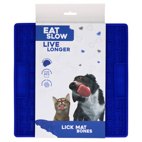 Abbildung Eat Slow Live Longer Leckmatte mit Knochen blau
