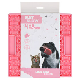 Abbildung Eat Slow Live Longer Leckmatte mit Knochen rosa