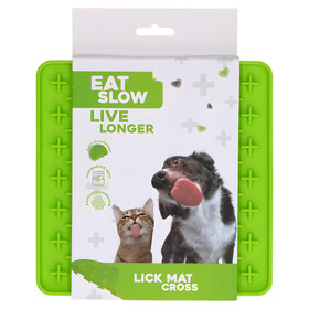 Abbildung Eat Slow Live Longer Leckmatte mit Kreuzen grn