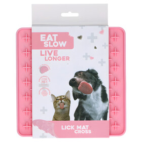 Abbildung Eat Slow Live Longer Leckmatte mit Kreuzen rosa