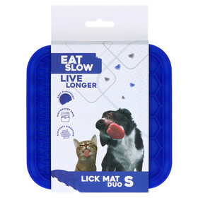 Abbildung Eat Slow Live Longer Leckmatte mit Noppen und Waben blau