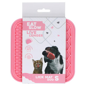 Abbildung Eat Slow Live Longer Leckmatte mit Noppen und Waben rosa