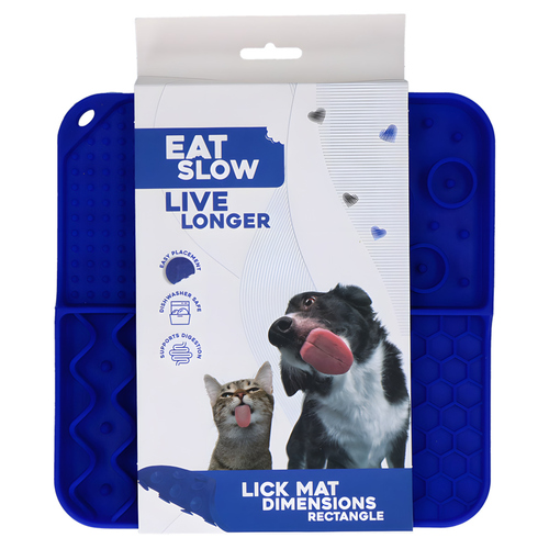 Eat Slow Live Longer Leckmatte mit tiefen Fächern blau, Maße: 21 x 21 cm