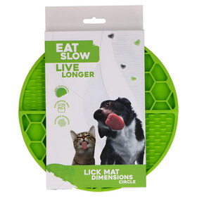 Abbildung Eat Slow Live Longer runde Leckmatte mit tiefen Fchern grn