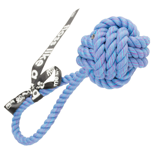 Europet Bernina Hundespielzeug Ball mit Schlaufe "are you knots" blau