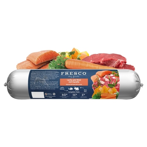 FRESCO BarfWurst Lachs und Rind mit Karotte 400 g