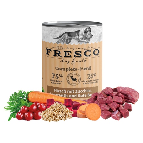 FRESCO Complete-Menü Hirsch mit Rote Beete, Preiselbeeren und Amaranth 400 g - 12 Stück