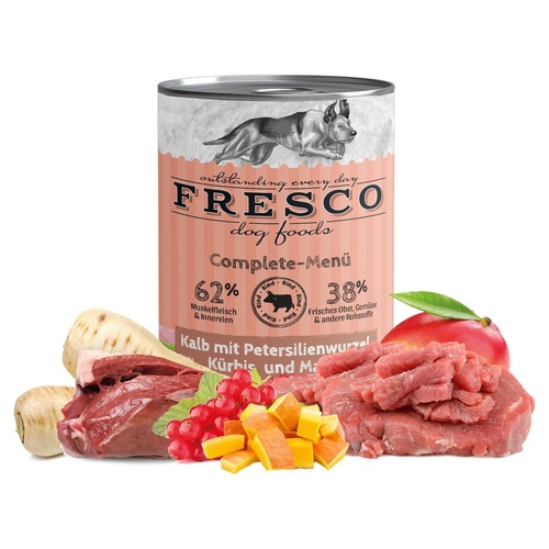 FRESCO Complete-Menü Kalb mit Petersilienwurzel, Mango und Johannisbeere 400 g - 12 Stück