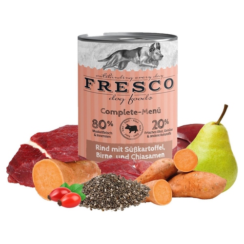 FRESCO Complete-Menü Rind mit Süßkartoffeln, Birne & Chiasamen 400 g - 12 Stück