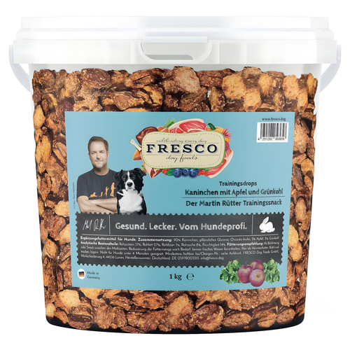 FRESCO Martin Rütter Trainingsdrops Kaninchen mit Apfel und Grünkohl 1 kg Eimer