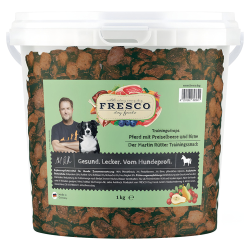 FRESCO Martin Rütter Trainingsdrops Pferd mit Preiselbeere und Birne 1 kg Eimer