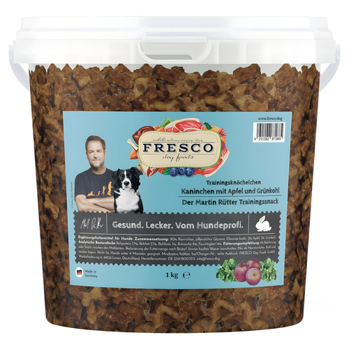FRESCO Martin Rütter Trainingsknöchelchen Kaninchen mit Apfel & Grünkohl 1 kg Eimer