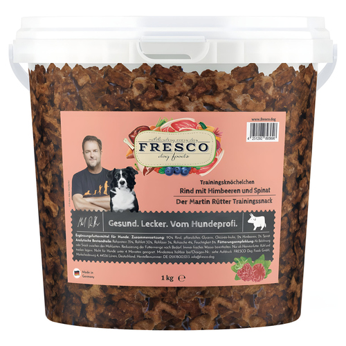FRESCO Martin Rütter Trainingsknöchelchen Rind mit Himbeeren und Spinat 1 kg Eimer
