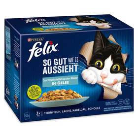 Abbildung Felix Multipack So gut wie es aussieht Gelee Geschmacksvielfalt aus dem Wasser 12 x 85 g