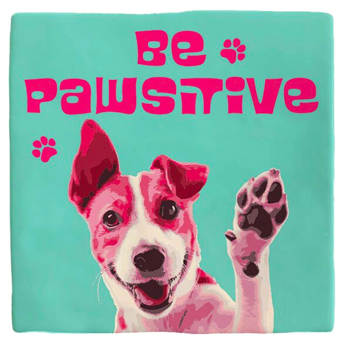 Flamingo Dekofliese "Be Pawsitive"Jack Russel