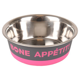 Abbildung Flamingo Futter- und Trinknapf Bone Appetit dunkelgrau/fuchsie/silber