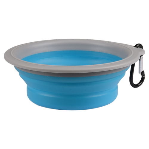 Flamingo Futter- und Trinknapf Bubo Silikon grau/blau