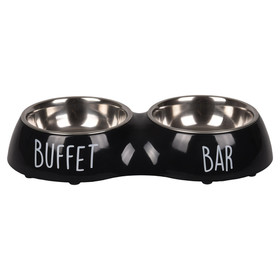 Abbildung Flamingo Futter- und Trinknapf Divar Duo Dinner schwarz/silber/wei