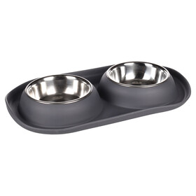 Abbildung Flamingo Futter- und Trinknapf Duo Dinner Grafa oval dunkelgrau fr Katzen