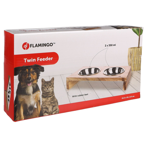 weitere Abbildung Flamingo Futter- und Trinknapf Duo Dinner silber/braun fr Katzen