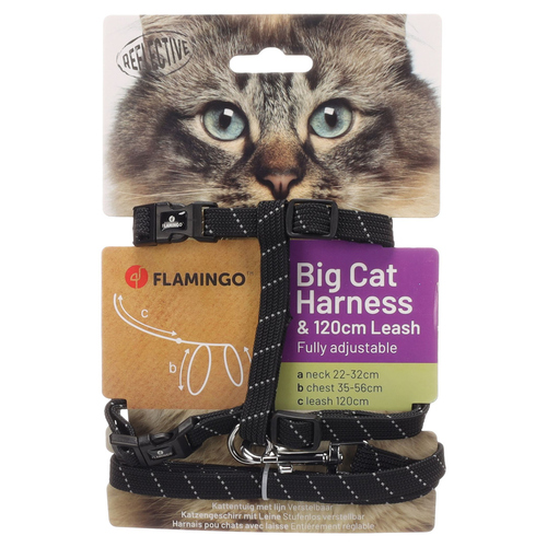 weitere Abbildung Flamingo Geschirr mit Leine fr groe Katzen Elza schwarz