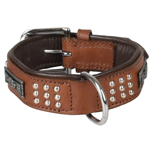 Flamingo Halsband Sedona Leder mit Nieten braun