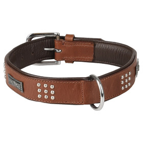 Flamingo Halsband Sedona Leder mit Nieten braun