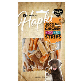 Flamingo Hundesnack Hapki Streifen mit Huhn & Ente & Fisch