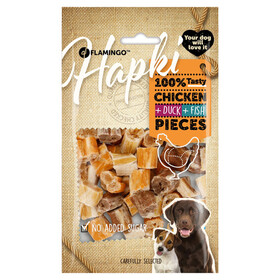 Flamingo Hundesnack Hapki St&uuml;cke mit Huhn & Ente & Fisch