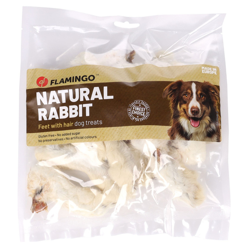 Flamingo Hundesnack Nature Kaninchenfüße mit Haaren 200 g