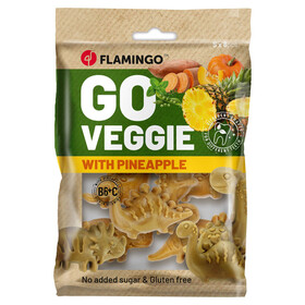 Abbildung Flamingo Hundesnack Veggie Dino mit Ananas gelb