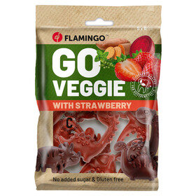 Abbildung Flamingo Hundesnack Veggie Dino mit Erdbeere rot