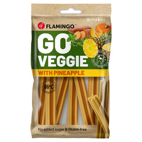 Abbildung Flamingo Hundesnack Veggie Stick mit Ananas gelb